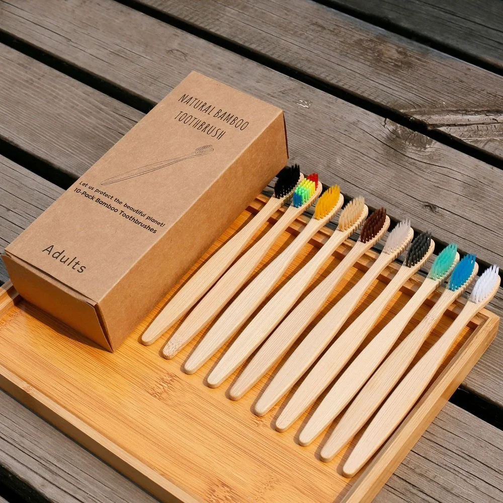 10PCS Colorful Toothbrush Natu - Bamboo Toothbrush recension och pris