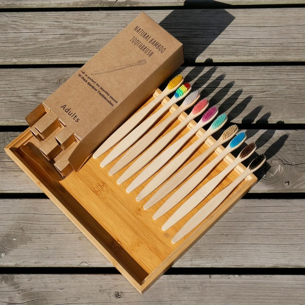10PCS Colorful Toothbrush Natu - Bamboo Toothbrush recension och pris