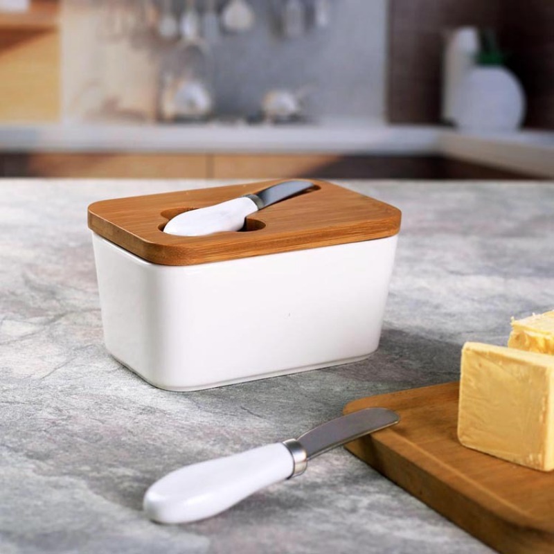 Simple Ceramic Butter Dish wit - Bamboo Cutlery recension och pris